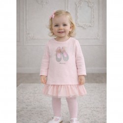 Tutto Piccolo Pink Dress With Ballet Design And Tights
