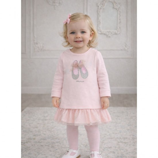 Tutto Piccolo Pink Dress With Ballet Design And Tights