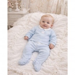 Tutto Piccolo Blue  Babygrow With Braided Pattern