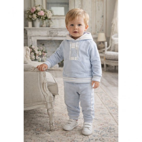 Tutto Piccolo Blue Hooded Jumper and Trouser Set