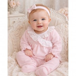 Babidu Pink Knitted Wrap Top And Footed Trouser Set