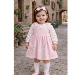 Babidu Pink Dress And Patterned Shirt Set