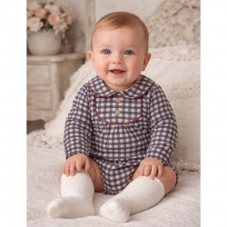 Babidu Boys Blue Checked Romper