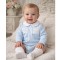 Babidu Blue Knitted Romper With Peter Pan Collar