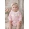 Babidu Pink Knitted Romper With White Frill Collar