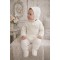 Babidu Cream Knitted Jumper And Footed Trouser Set With Bonnet