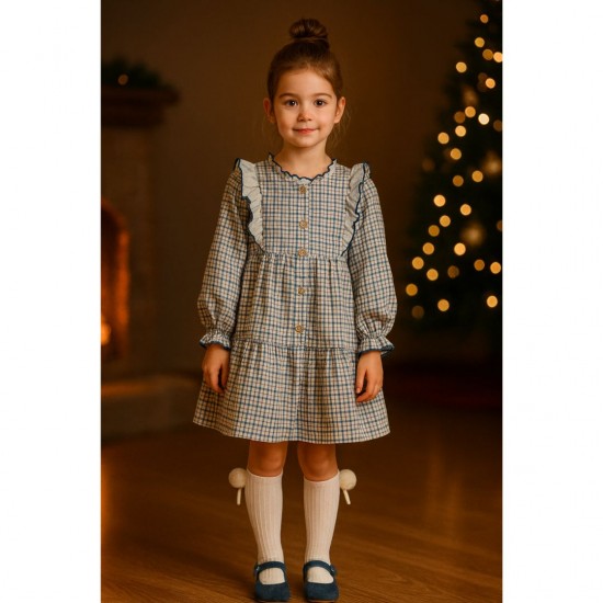 Babidu Gingham Long Sleeved Dress 