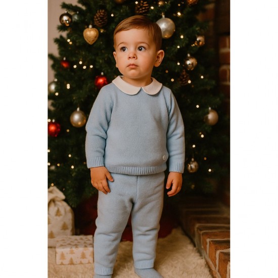 Granlei Boys Baby Blue Knitted Trouser Set