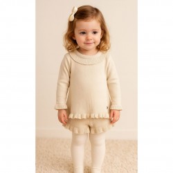 Granlei Beige Knitted Dress And Shorts Set