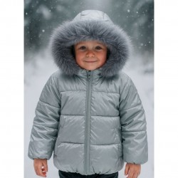 Siver unisex PUFFER COAT WITH HOOD