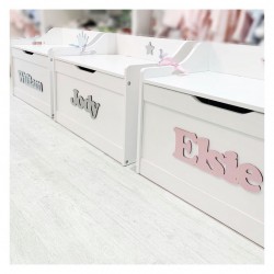 WHITE PERSONALISED TOY BOX - DELIVERY INCLUDED - SINGLE NAME WHITE PERSONALISED TOY BOX - DELIVERY INCLUDED - SINGLE NAME