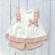 White with blush trim short set. White with blush trim short set.
