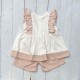 White with blush trim short set. White with blush trim short set.