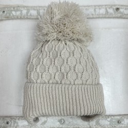 Little Nosh Beige Knitted Pom Pom Hat Little Nosh Beige Knitted Pom Pom Hat