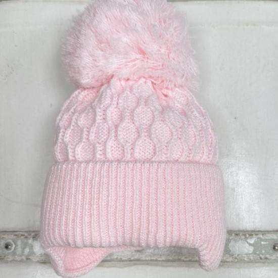 Little Nosh Pink Knitted Pom Pom Hat