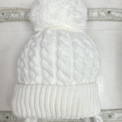 Little Nosh Blue Cable Knit Pom Pom Hat Little Nosh Blue Cable Knit Pom Pom Hat