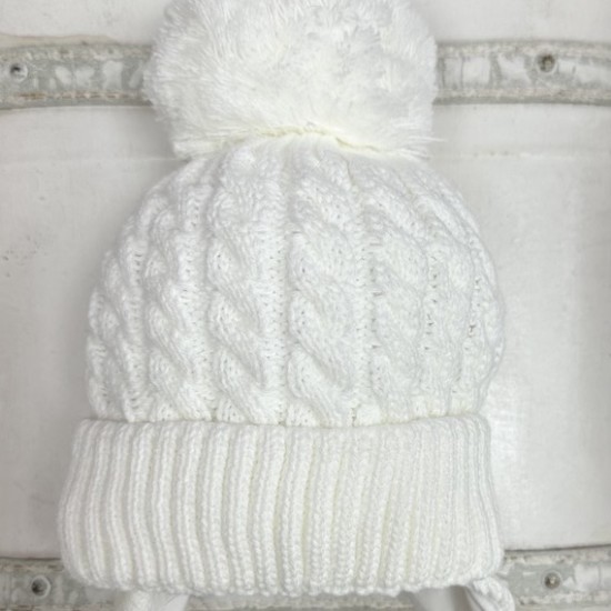 Little Nosh Blue Cable Knit Pom Pom Hat