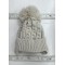 Little Nosh Tan Patterned Knitted Hat With Pom Pom