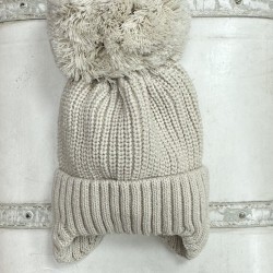 Little Nosh Tan Knitted Over Sized Pom Pom Hat Little Nosh Tan Knitted Over Sized Pom Pom Hat