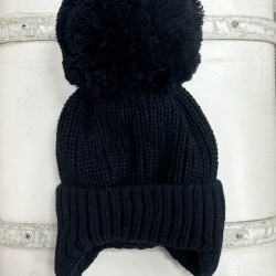 Little Nosh Navy Knitted Over Sized Pom Pom Hat Little Nosh Navy Knitted Over Sized Pom Pom Hat
