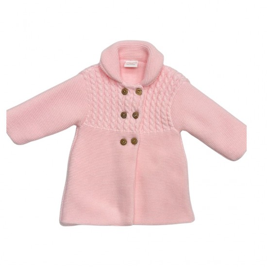 Little Nosh Pink Long Cable Knit Jacket