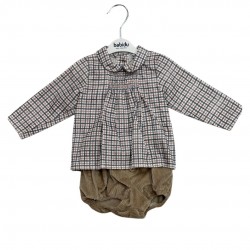 Babidu Boys Checked Shirt And Corduroy Jam Pants Set