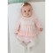 Mintini Pink And White Jam Pant Set With Smock Detailing