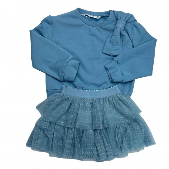 Mayoral Blue Jumper With Tulle Skirt Mayoral Blue Jumper With Tulle Skirt