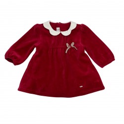 Mayoral Red Velvet Dress With Bow Detail Mayoral Red Velvet Dress With Bow Detail