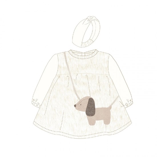 Mayoral Cream Jumper Dress With Dog Detail