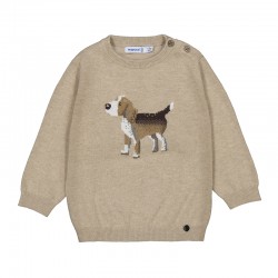 Mayoral Beige Knitted Jumper With Dog Design Mayoral Beige Knitted Jumper With Dog Design