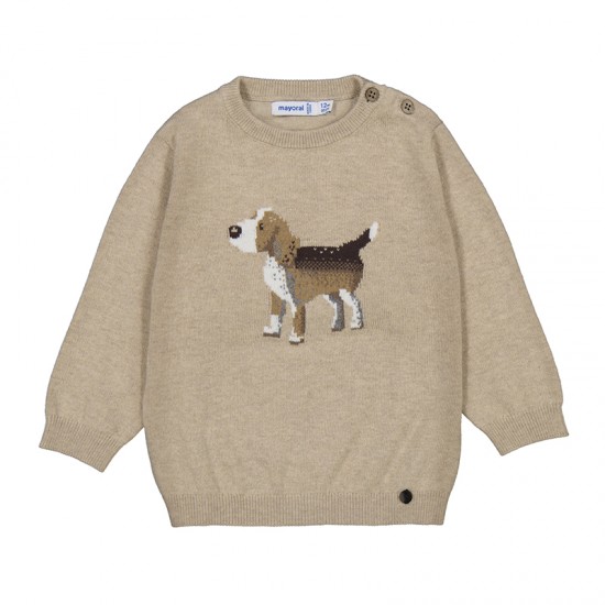 Mayoral Beige Knitted Jumper With Dog Design Mayoral Beige Knitted Jumper With Dog Design