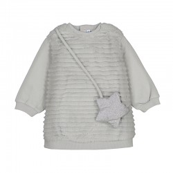 Mayoral Silver Fluffy Jumper Dress With Bag Mayoral Silver Fluffy Jumper Dress With Bag