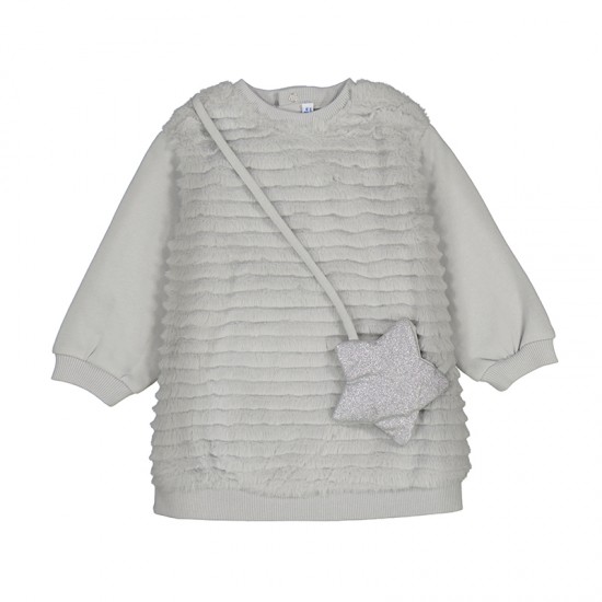 Mayoral Silver Fluffy Jumper Dress With Bag Mayoral Silver Fluffy Jumper Dress With Bag