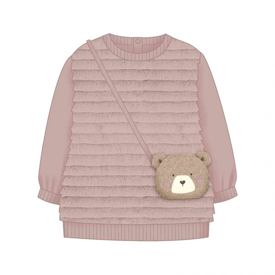 Mayoral Pink Fluffy Jumper Dress With Bag