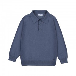 Mayoral Blue Knitted Polo Shirt Mayoral Blue Knitted Polo Shirt