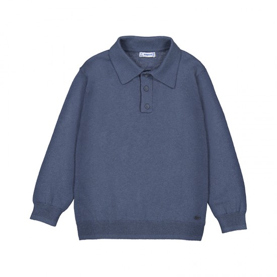 Mayoral Blue Knitted Polo Shirt Mayoral Blue Knitted Polo Shirt