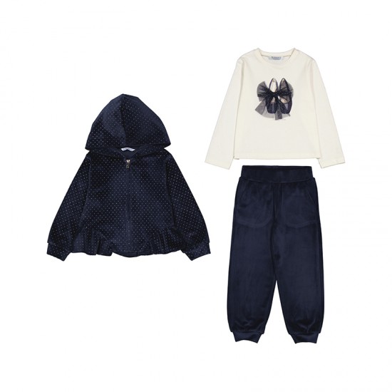 Mayoral Navy Three Piece Velour Tracksuit