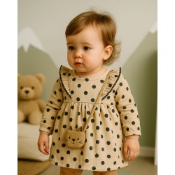 Mayoral Tan Spotty Dress With Bag