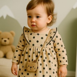 Mayoral Tan Spotty Dress With Bag Mayoral Tan Spotty Dress With Bag