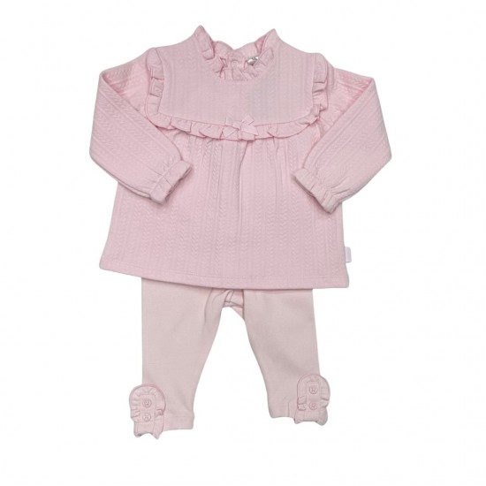 Tutto Piccolo Pink Top And Leggings Set With Braided Design Tutto Piccolo Pink Top And Leggings Set With Braided Design