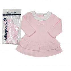 Tutto Piccolo Pink Dress With Braided Pattern And Tights Tutto Piccolo Pink Dress With Braided Pattern And Tights