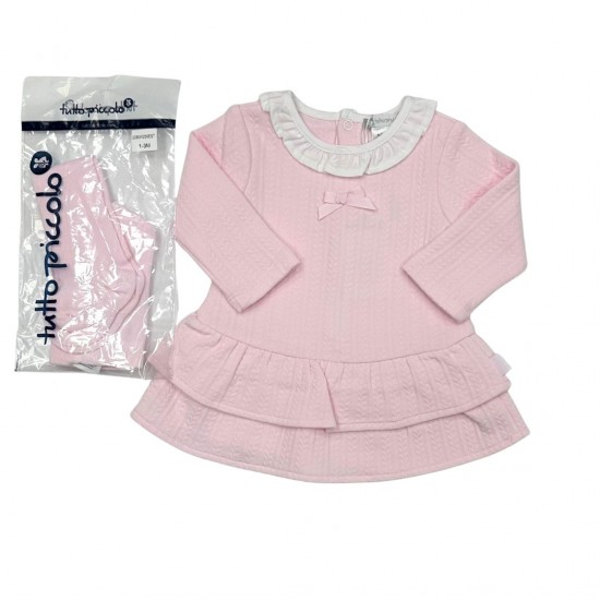 Tutto Piccolo Pink Dress With Braided Pattern And Tights Tutto Piccolo Pink Dress With Braided Pattern And Tights