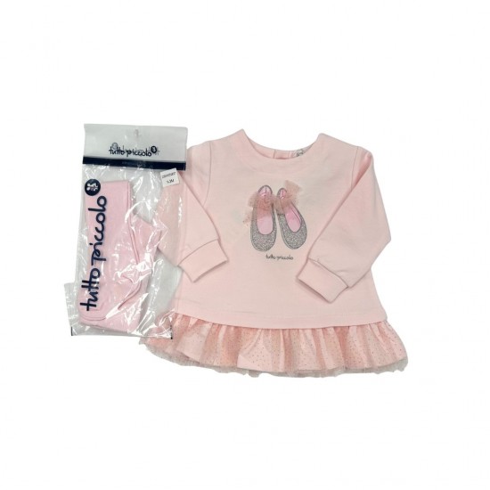 Tutto Piccolo Pink Dress With Ballet Design And Tights Tutto Piccolo Pink Dress With Ballet Design And Tights
