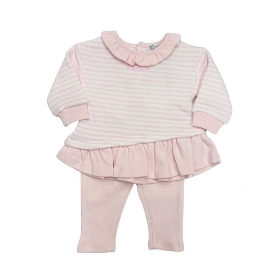 Tutto Piccolo Quilted Stripped Pink Dress With Jeggings