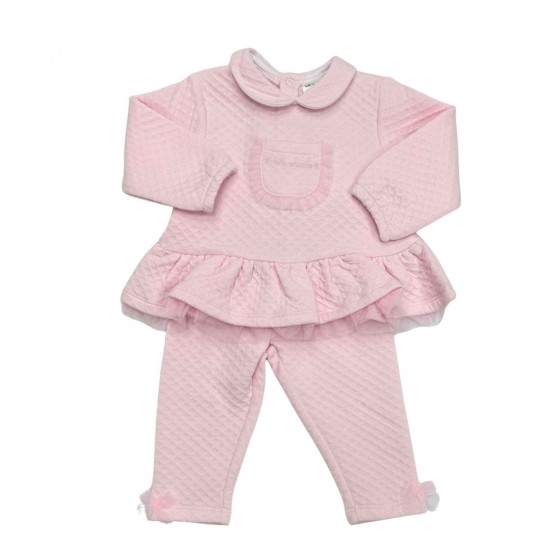Tutto Piccolo Pink Quilted Top And Leggings Set
