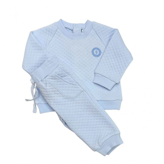 Tutto Piccolo Blue Diamond Print Top And Trouser Set Tutto Piccolo Blue Diamond Print Top And Trouser Set