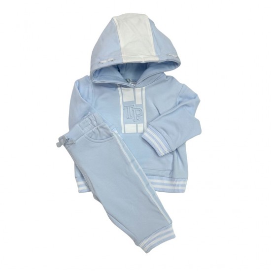 Tutto Piccolo Blue Hooded Jumper and Trouser Set Tutto Piccolo Blue Hooded Jumper and Trouser Set