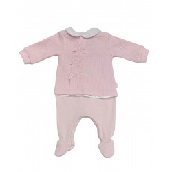 Tutto Piccolo Pink  Babygrow With Braided Pattern