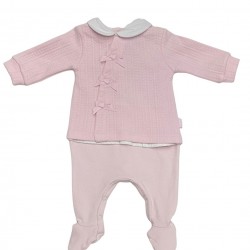 Tutto Piccolo Pink  Babygrow With Braided Pattern Tutto Piccolo Pink  Babygrow With Braided Pattern